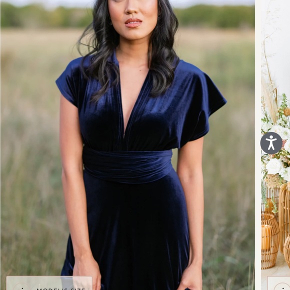 Revelry INDI BLUE COVERTIBLE VELVET BRIDESMAIDS DRESSES - Picture 2 of 5